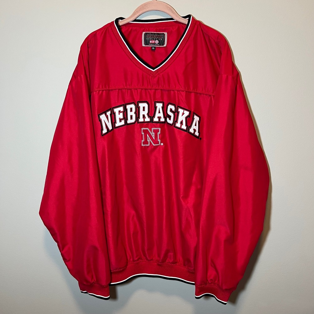 Colosseum Nebraska Huskers V-Neck Windbreaker Jacket Red Men's XL NCAA Football